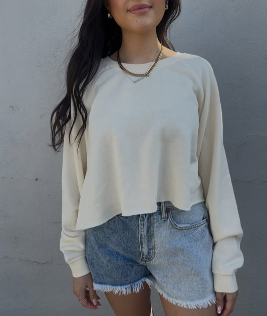 oasis cropped pullover - cream