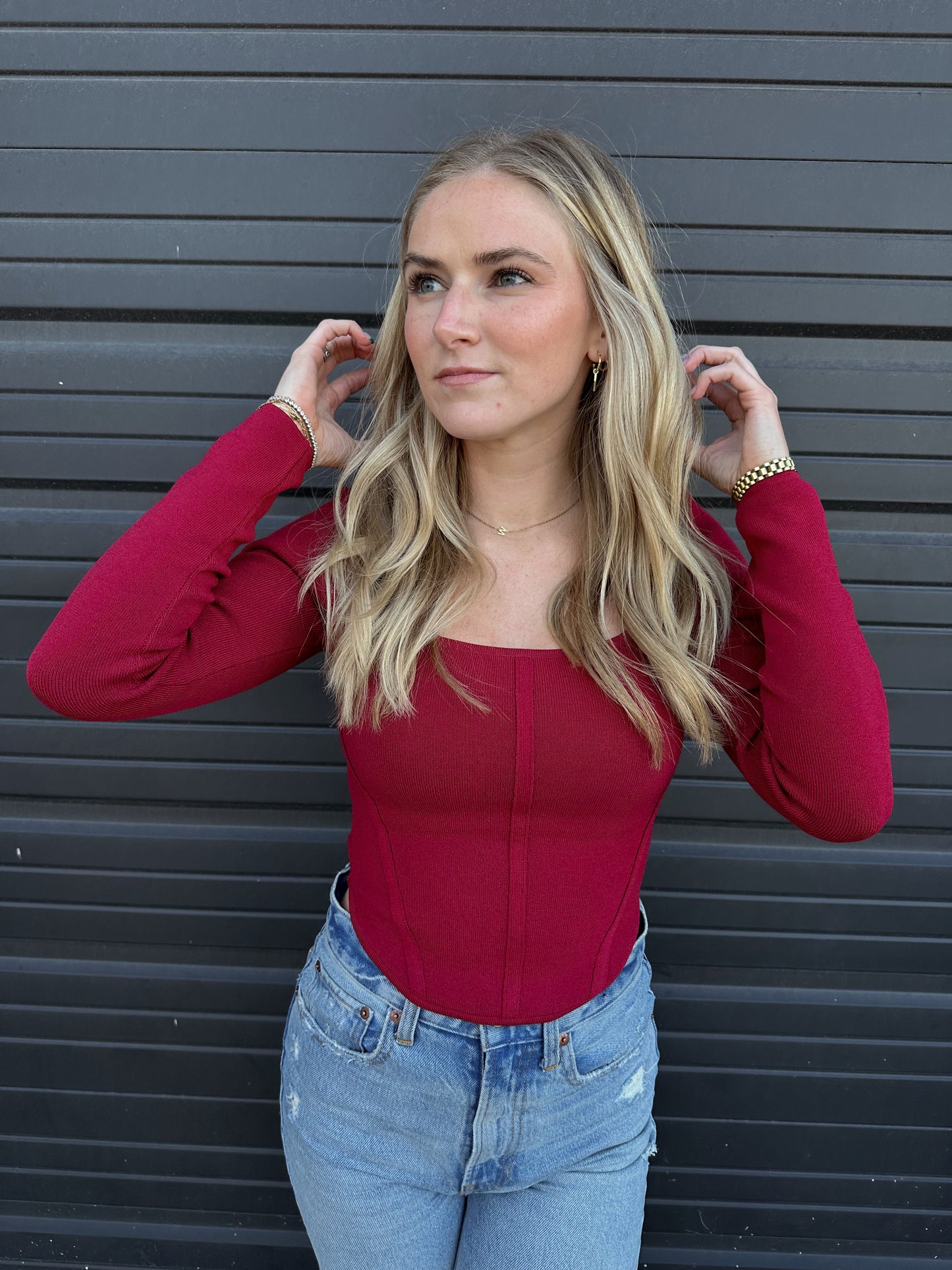 beau corset top - red