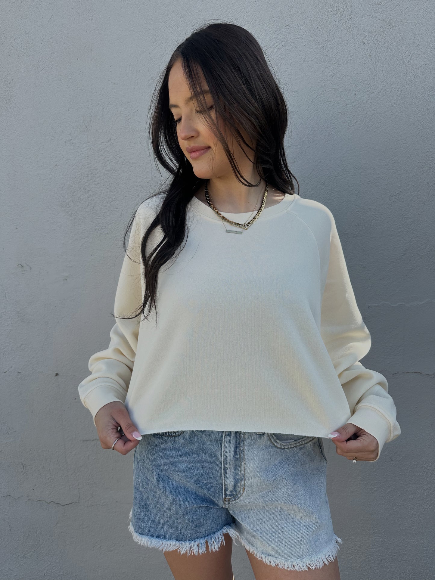 oasis cropped pullover - cream