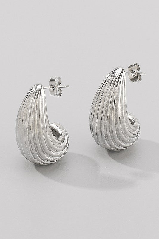 rowan: ayla striped tear drop earrings - silver