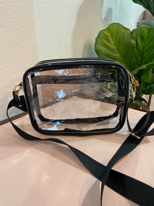 game day clear crossbody - black