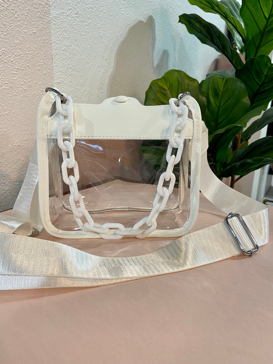 crossbody clear chain square bag