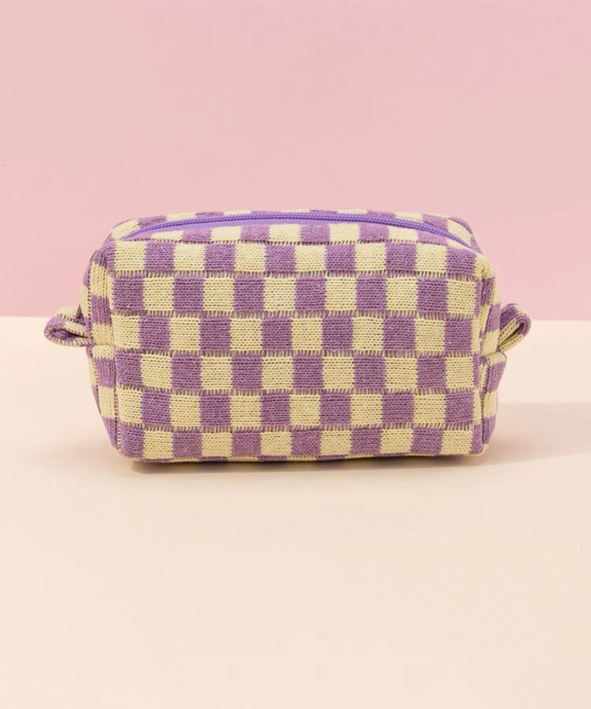 checkered cosmetic pouch
