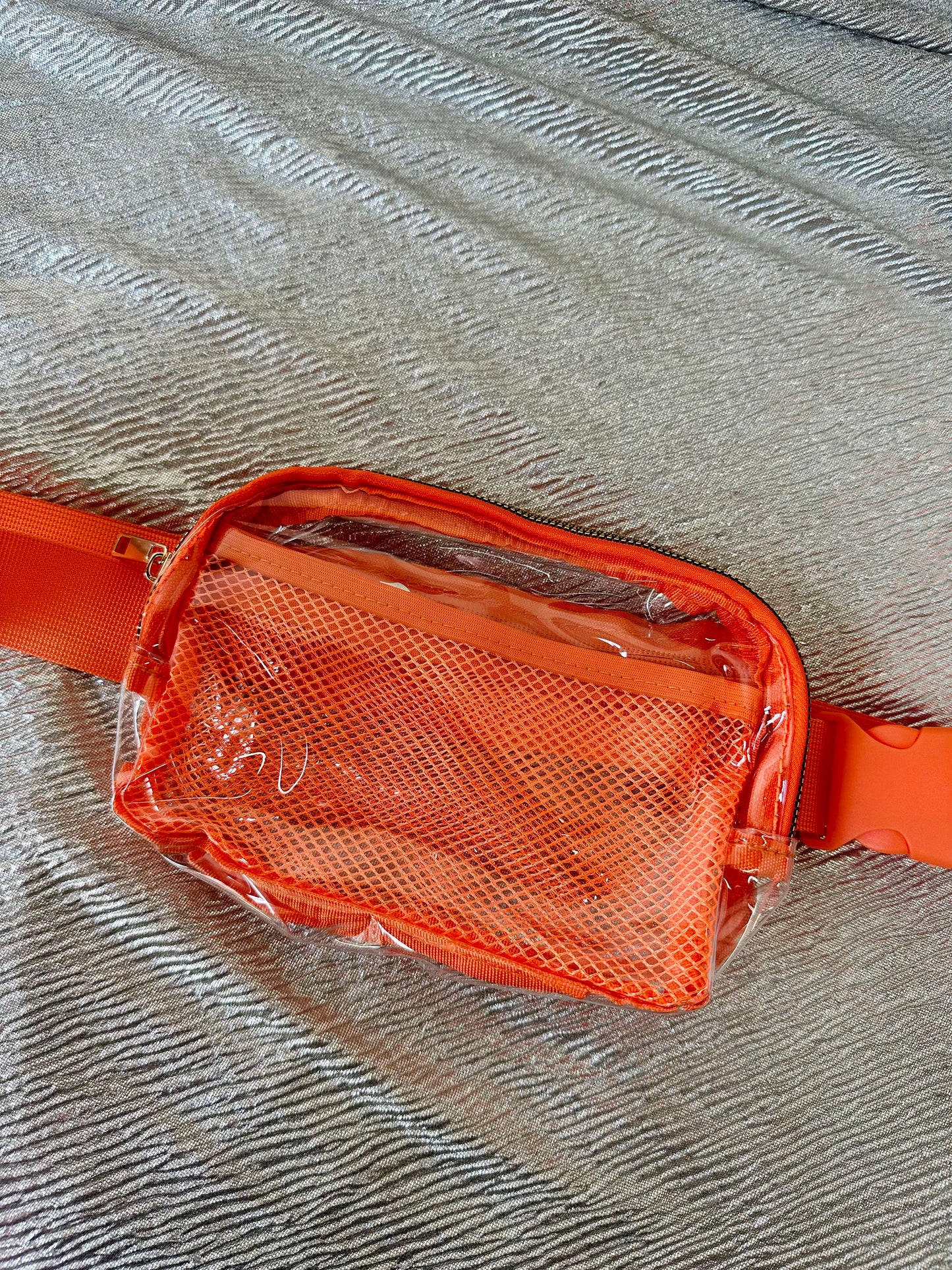 game day clear belt bag - orange