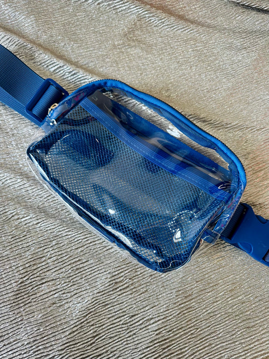 game day clear belt bag - blue