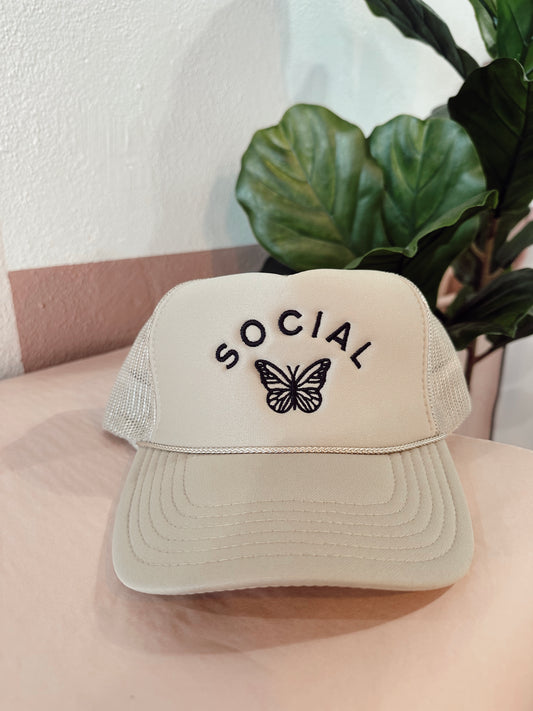 social butterfly trucker hat