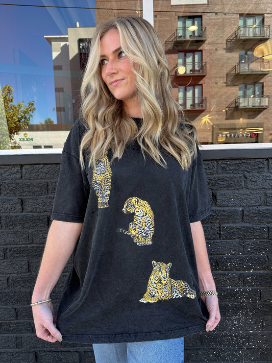lounging leopards graphic tee