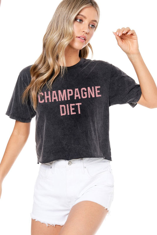 champagne diet crop graphic tee