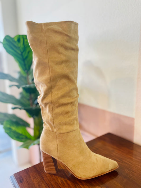zoraya tall suede boots - taupe