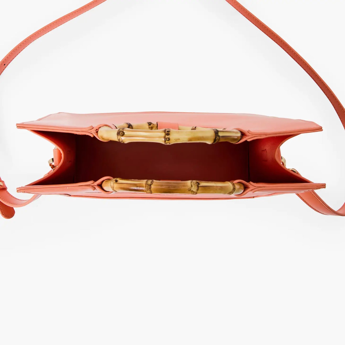 eden wooden handle satchel - coral